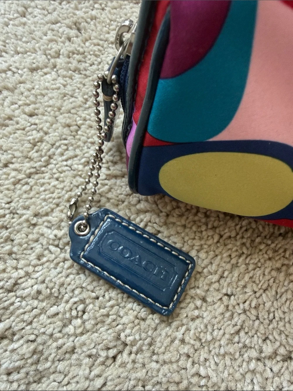 Coach Multicolor Signature Cosmetic Pouch - Pink, Navy & Olive Accents
